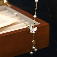 Sweet Butterfly Design Natural Freshwater Pearl 14K Gold Filled Female Necklace Jewelry For Women Short Chains No Fade Cheap